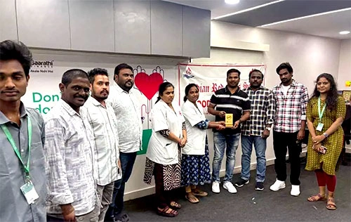 Saarathi Finance staff and donors at Indian Red Cross blood donation camp Vizag
